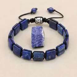 10MM Lapis Lazuli Natural Stone Braided Bracelet & Bangle Punk Man Women Friendship Charm Bangle Bracelet Handmade Jewelry