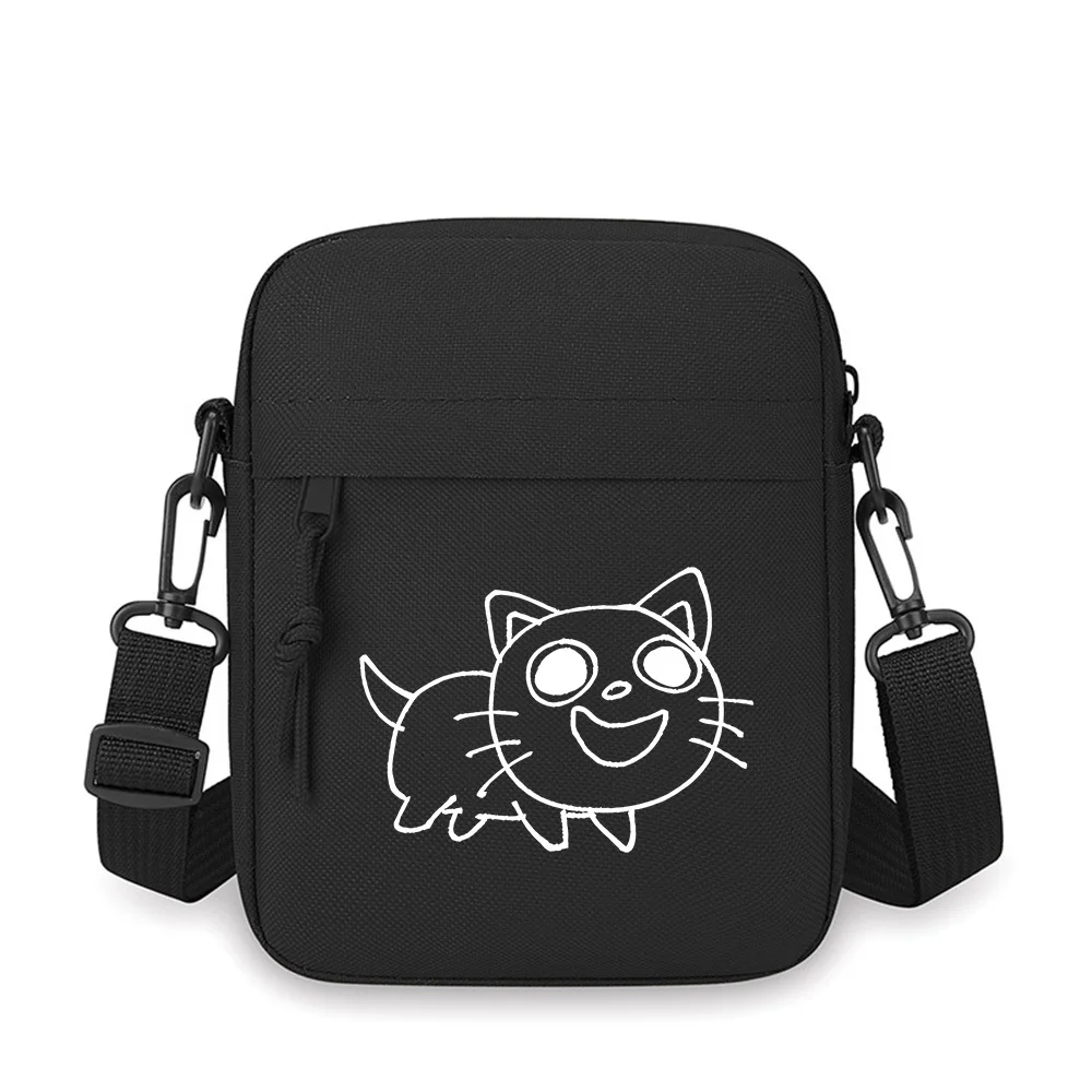 Smiling cat animal face drawing Men Crossbody Bag Single Shoulder Women Cartoon Anime Film Printing Design Unisex
