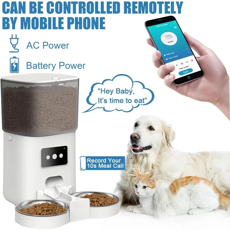 Automatic Dog Feeders Smart Pet Feeder with APP Control for Cat and Dogs Food Dispenser Stainless Steel Bowl Voice Recorder