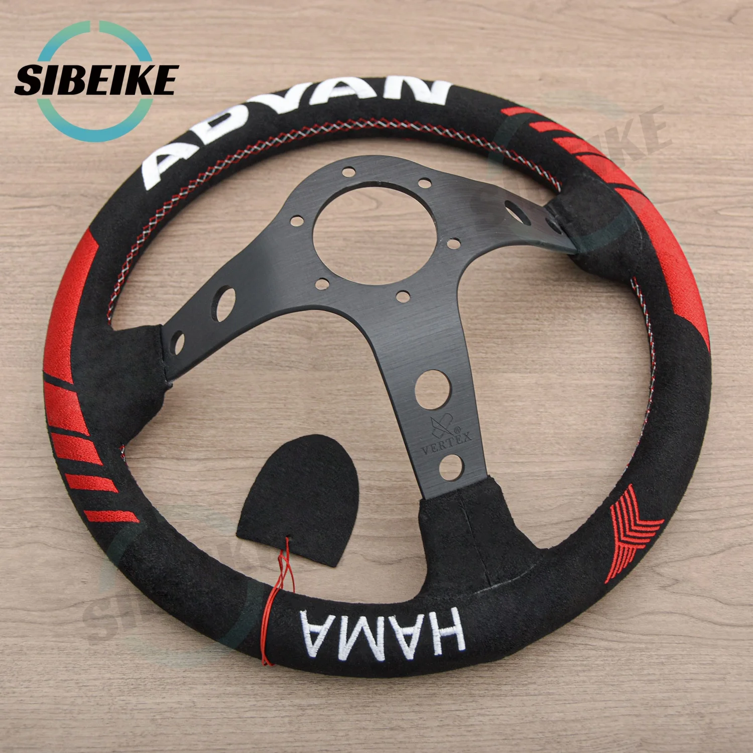 JDM 320mm VERTEX Suede Leather Steering Wheel Deep Dish Racing Sports Steering Wheel for Universal