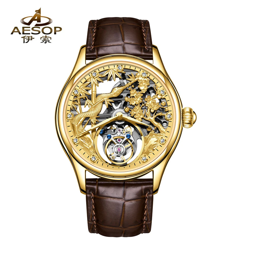 Zodiac Luxury Watch - AESOP (manual7073G) นาฬิกาข้อมือกลไกหรูหรา รุ่นทัวร์บิลยอง สำหรับผู้ชาย ลายงู