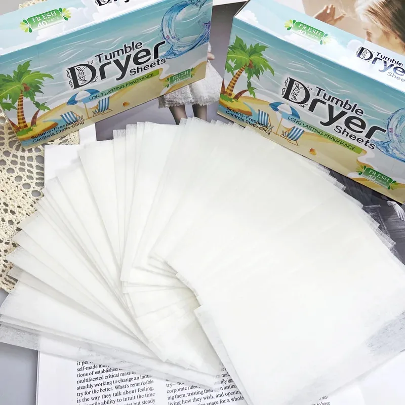 120/40 Sheets Fabric Softener Dryer Sheets Ultra Soft Fresh Scent Anti-Static Odor Removal Cleaning Essentials for Fresh Clothes