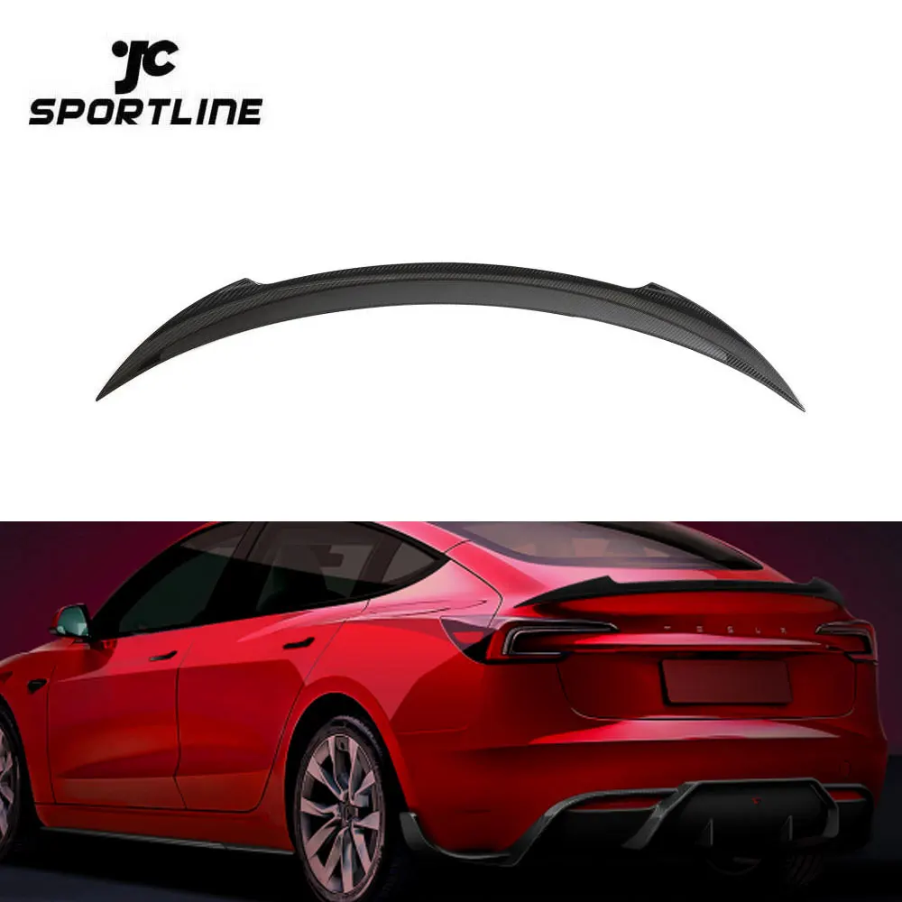 

JC Sportline Dry Carbon Fiber Rear Trunk Spoiler Wing For Tesla Model 3 2023