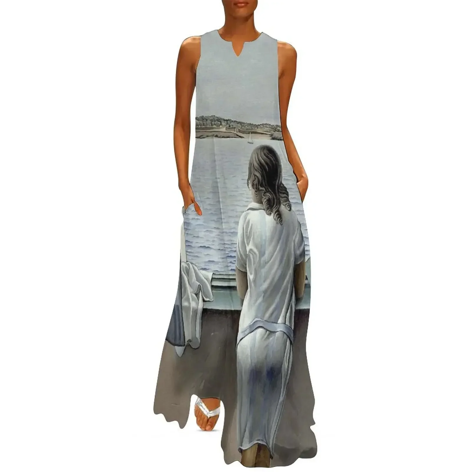 

WOMAN IN THE WINDOW : Vintage 1925 Painting Print Long Dress Bride dresses Dress