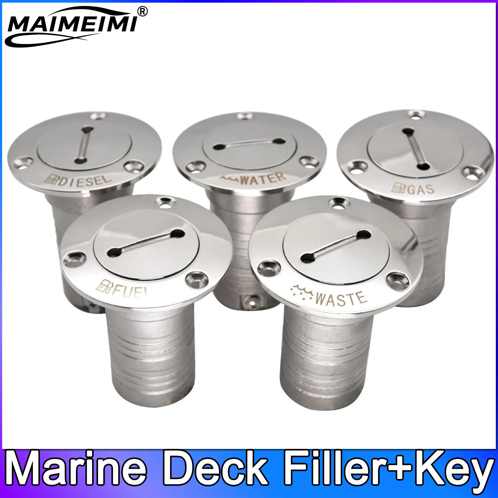

1Pc Marine Hardware Stainless Steel 1.5-2Inch Gas Fuel Water Diesel Waste Yacht Trailer Boats Deck Filler with Keyless Cap