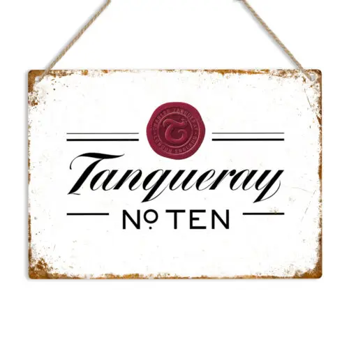 TANQUERAY No. Letrero Metálico Vintage Retro de 10 GIN para Pared, Placa Decorativa para Bar, Pub, o Cuarto de Hombre, con Diseño de Tonic