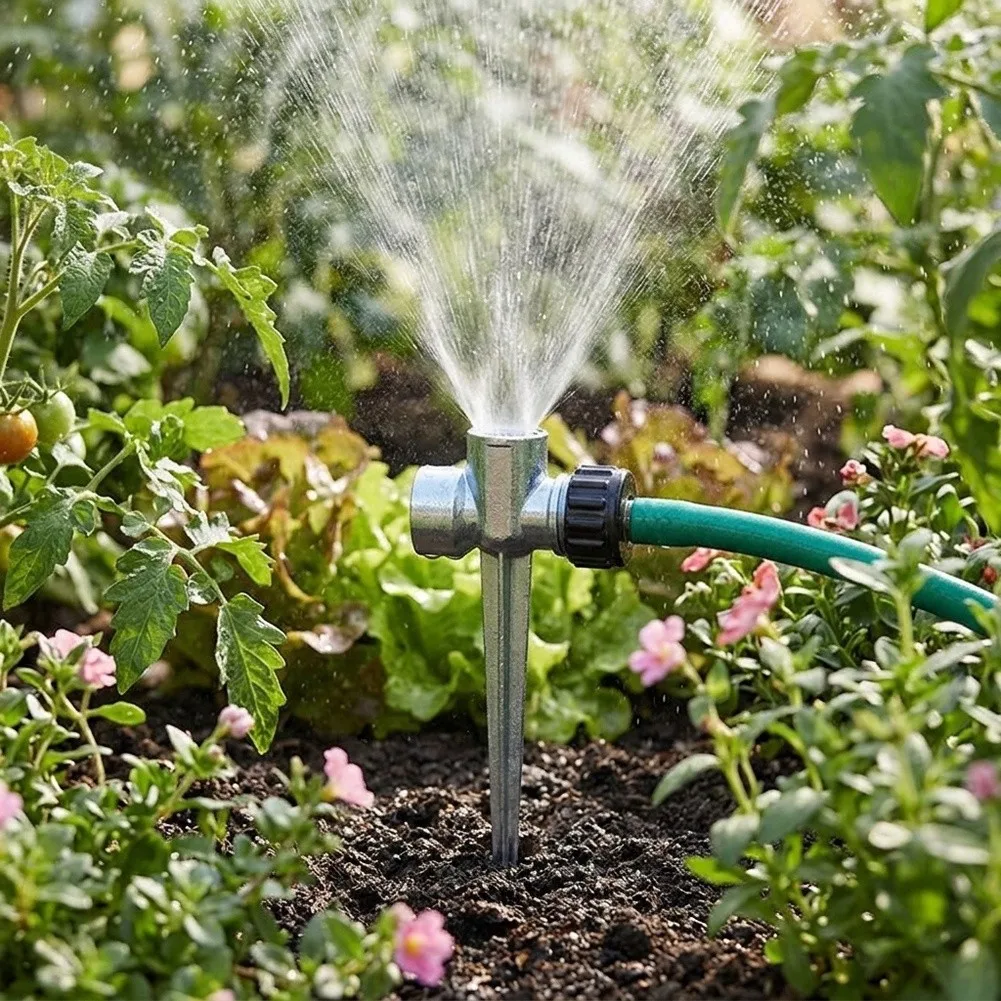 Garden Irrigation Sprinkler Nozzle Zinc Alloy Construction with Flow Thru Spike Base for Consistent For lawn Water Distribution