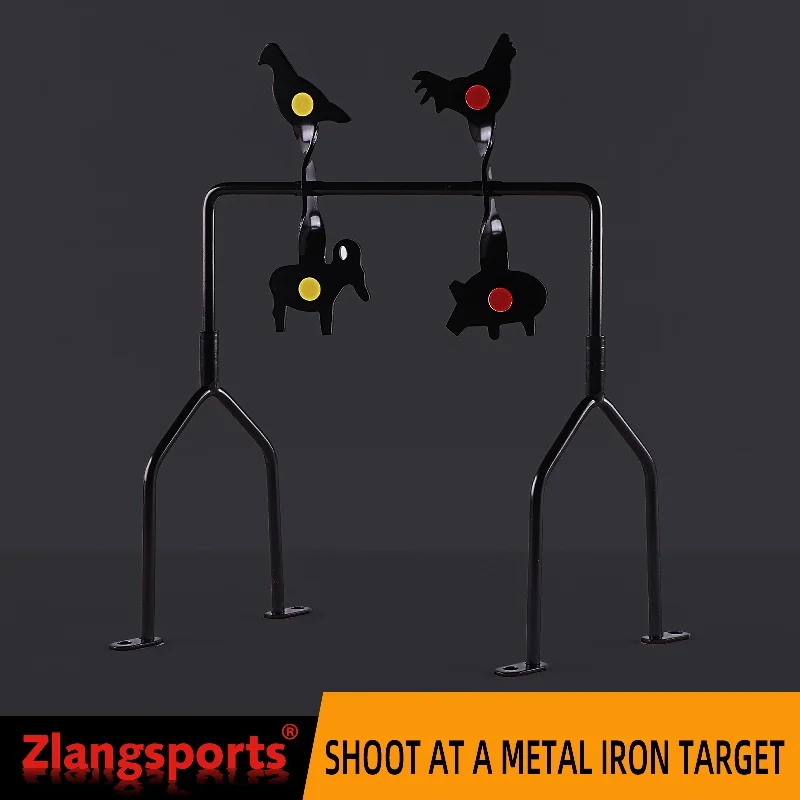 Alvo de metal giratorio Zlang con soporte fijo de reinicio, objetivos de hierro para entrenamiento de tiro de animales para Airsoft, Rifle de aire, pistola de aire