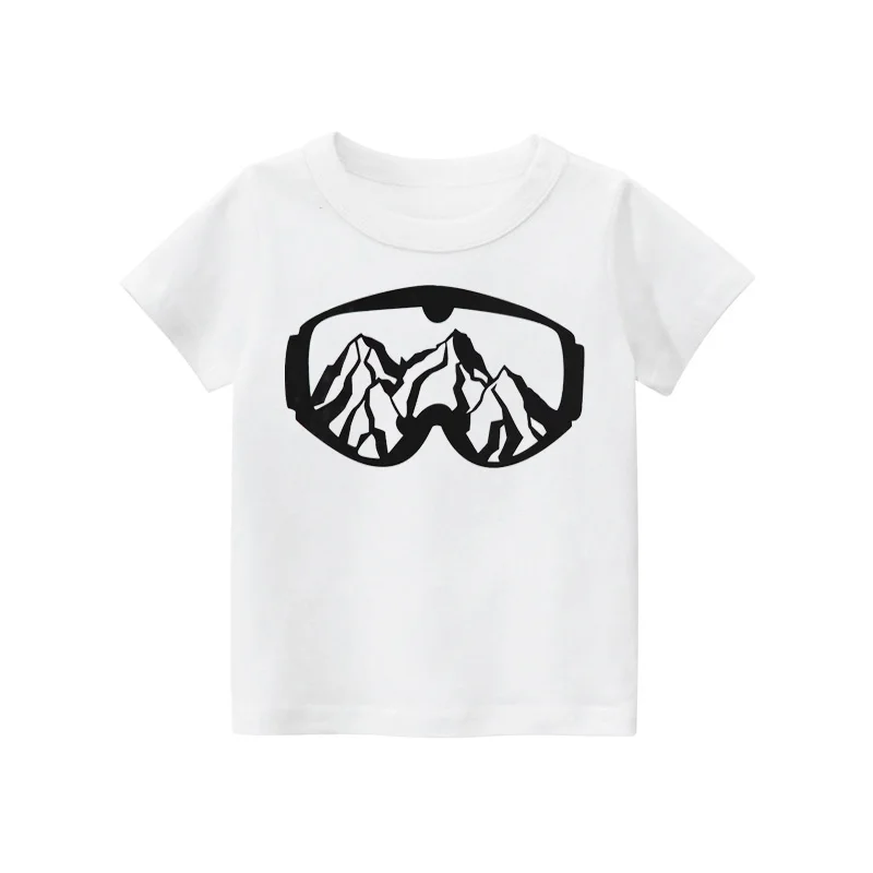 Camiseta de manga corta para niños y niñas, ropa con estampado de Rock, color negro, blanco y gris, 2024