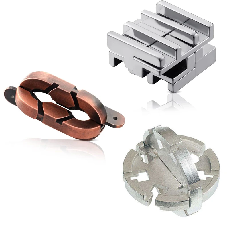 Casse-tête imbriqué, 3 pièces, Test logique en métal, défi mental, problème éducatif, résoudre, jouets, nouveauté, cadeaux pour enfants