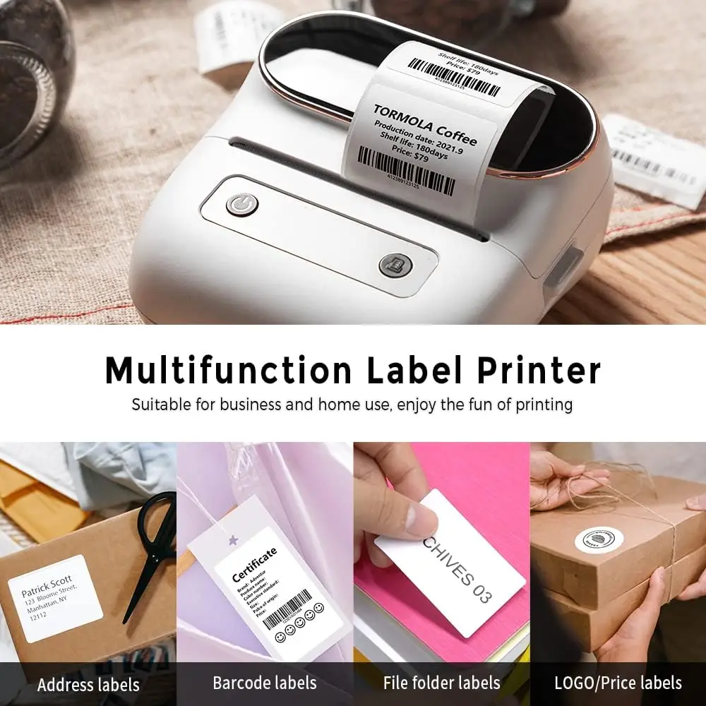 Phomemo Máquina Portátil Sticker Maker, Label Maker para Código de Barras, Home Office e Small Business Compatível com Telefones e PC, M220