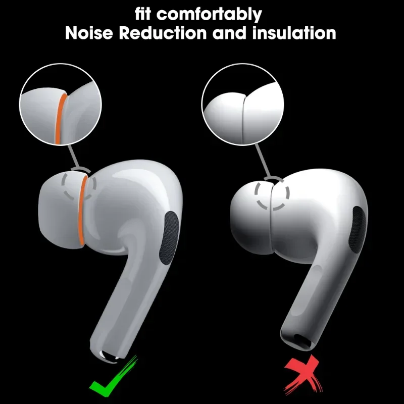 Replacement Ear Tips for Airpods Pro 1/2 with Noise Reduction Hole Silicone Memory Foam Eartips for Airpods Pro Ear Cap Covers