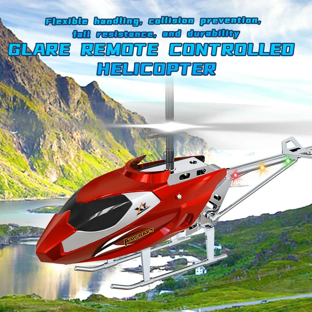 Rc Helicopter 3.5CH Remote Control Airplane Mini Drone Aircraft Fall Resistant Outdoor LED Light Flight Toys for Kids Adults