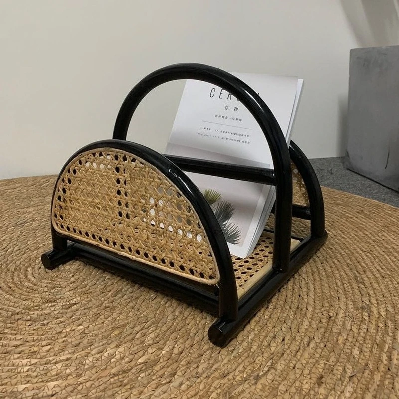 True vine magazine rack ins Nordic black shelf Japanese style original design rattan picking up light bookshelf