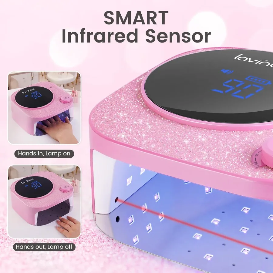 Lampada per unghie UV LED da 54 W Luce UV professionale per unghie in gel Asciugatrice per unghie senza fili ricaricabile con 36 perline lampada 4 impostazioni timer A