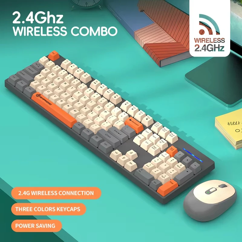 Shipadoo 2.4G Wireless Gaming Keyboard and Mouse Combo PC Computer Wireless Laptop Desktop Office Accessories Keyboard Set