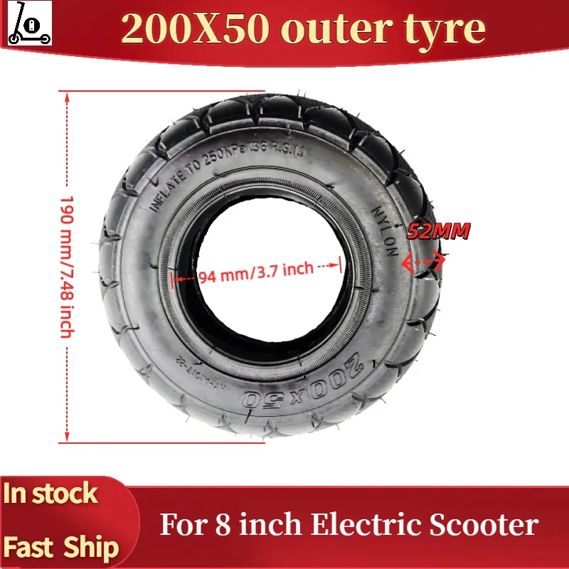 

Outer Tire for KUGOO KIRIN S2 Inmotion L8F Speedway Mini 4, Electric Scooter Parts, Inflation Tire, Pneumatic Tyre ，200X50