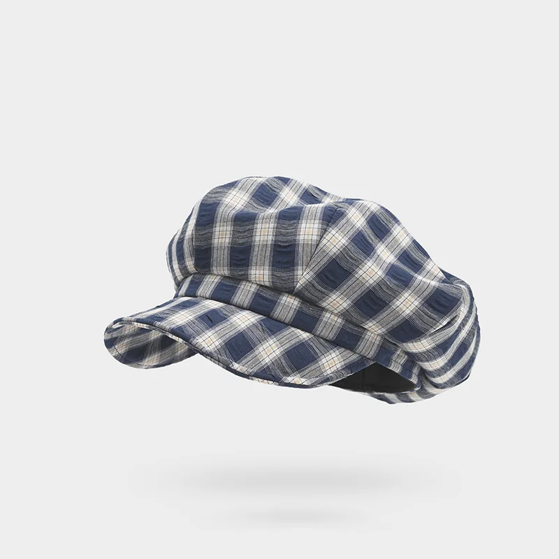

Japanese Retro Contrasting Color Plaid Berets for Women Spring and Autumn Thin Casual Versatile Atmosphere Y2K Newsboy Hats