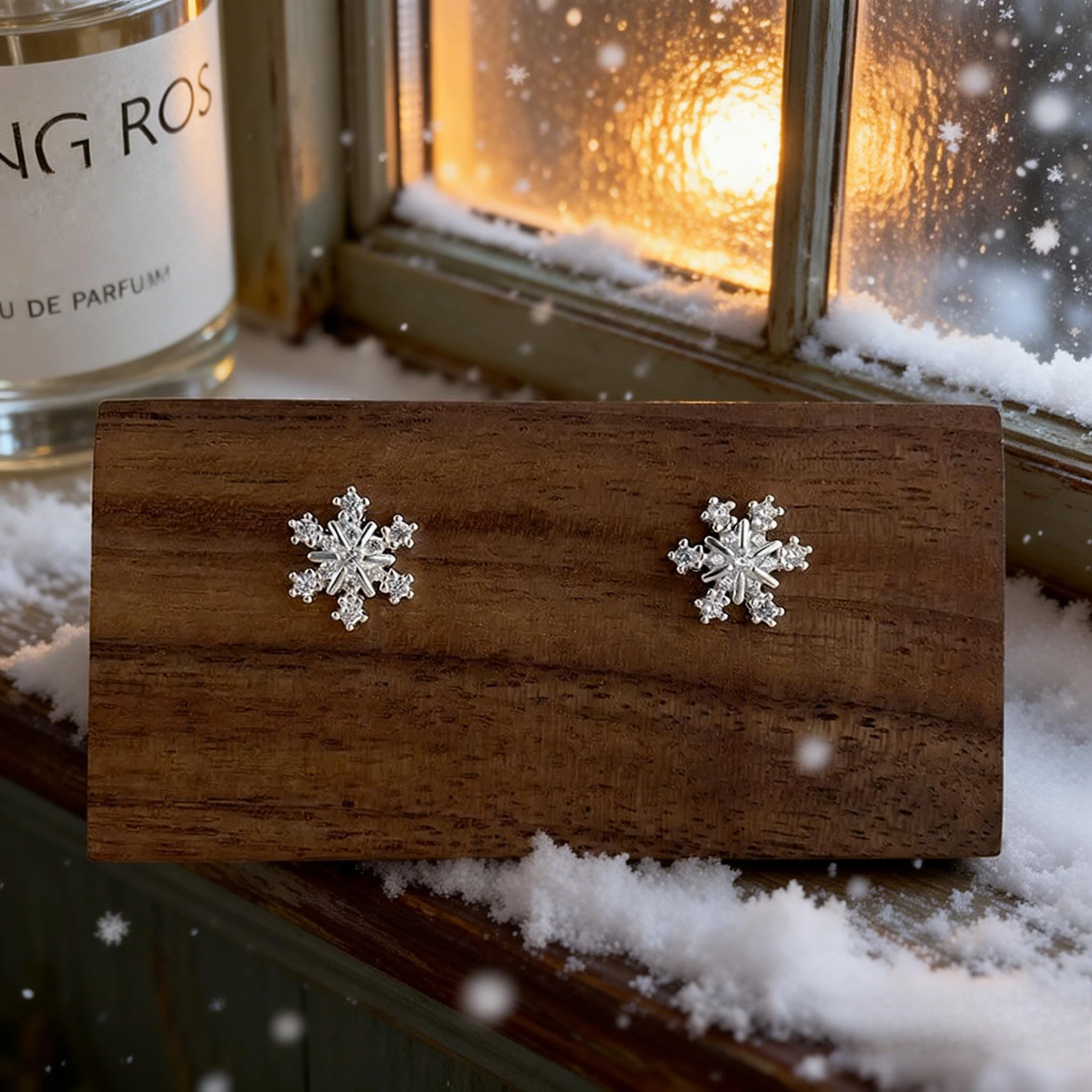 

S999 Fine Silver Snowflake Earrings for Women Hypoallergenic Dainty Minimalist Earrings Non-Tarnish Winter Jewelry Daily Wear