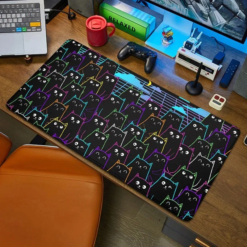 

cute Cat Mouse Pad Large Computer Office Game Table Mats XXL Rubber Anti-slip HD Gaming Keyboard Mousepads 900x400mm Desk Mat