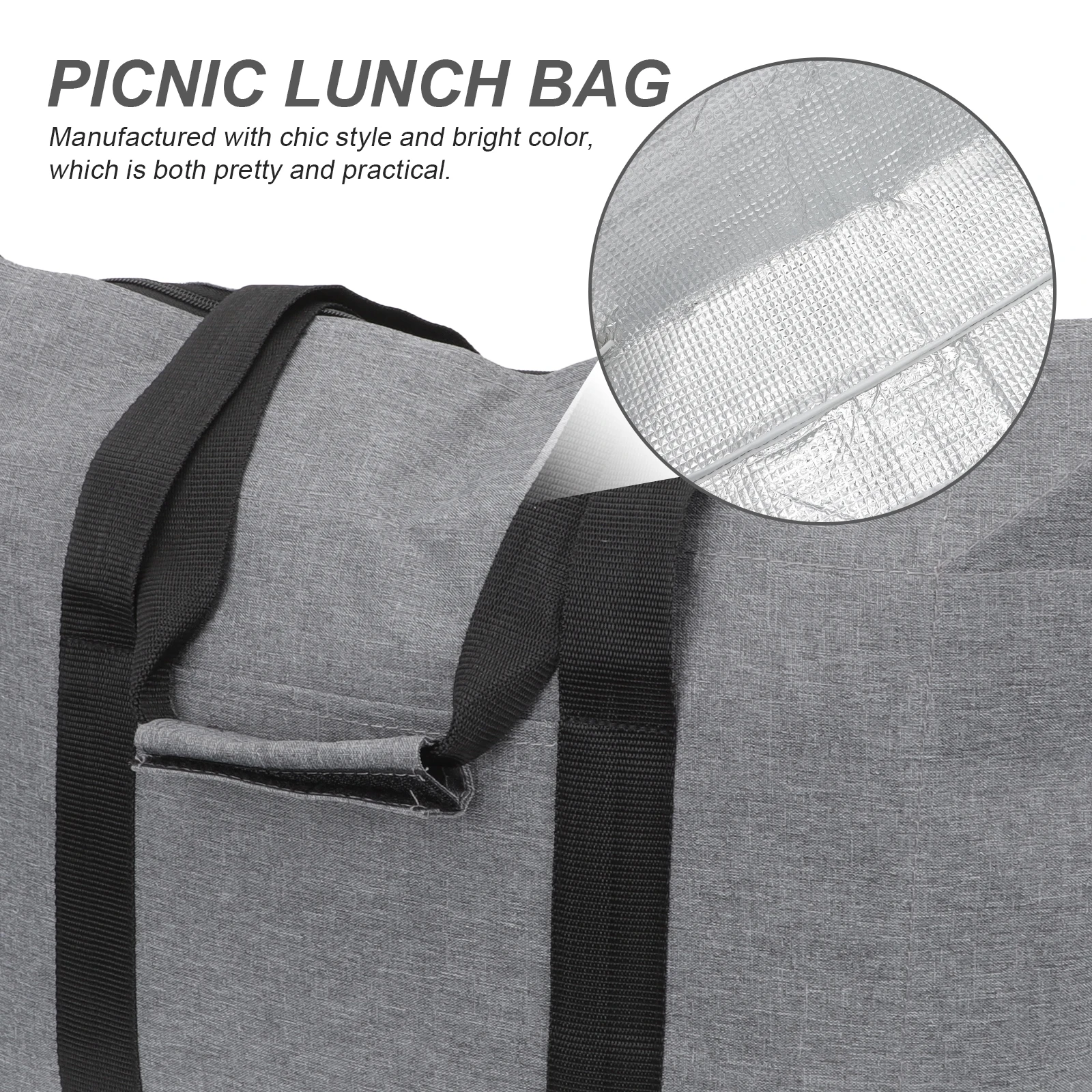 

Portable Thermal Insulated Lunch Bag Oxford Cloth Bag For Picnic School Office Large Capacity Storage With Zipper Closure