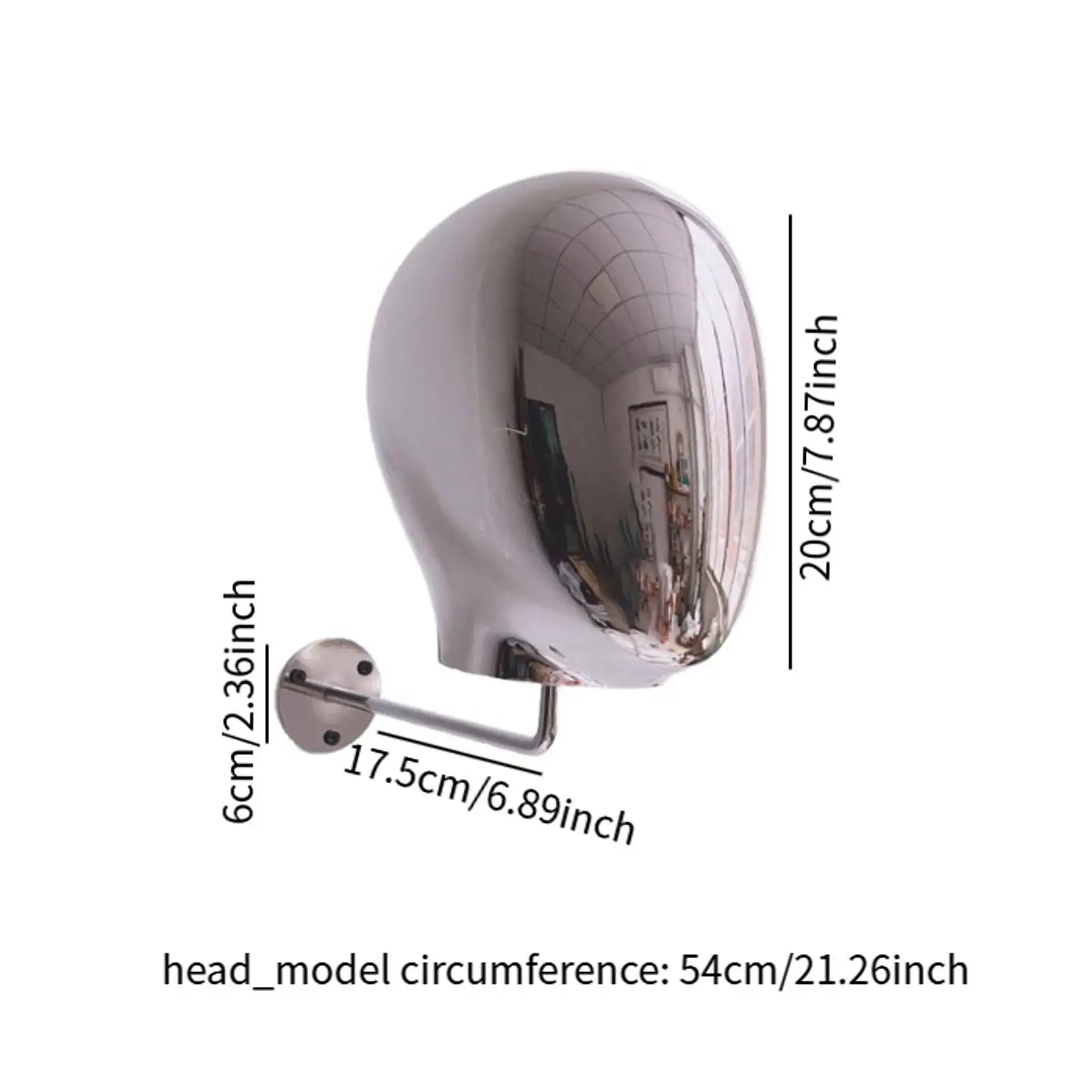 Shiny PP Iron Wall Mount Mannequin Head for Hat Cap Wig Headphone Holder Rack