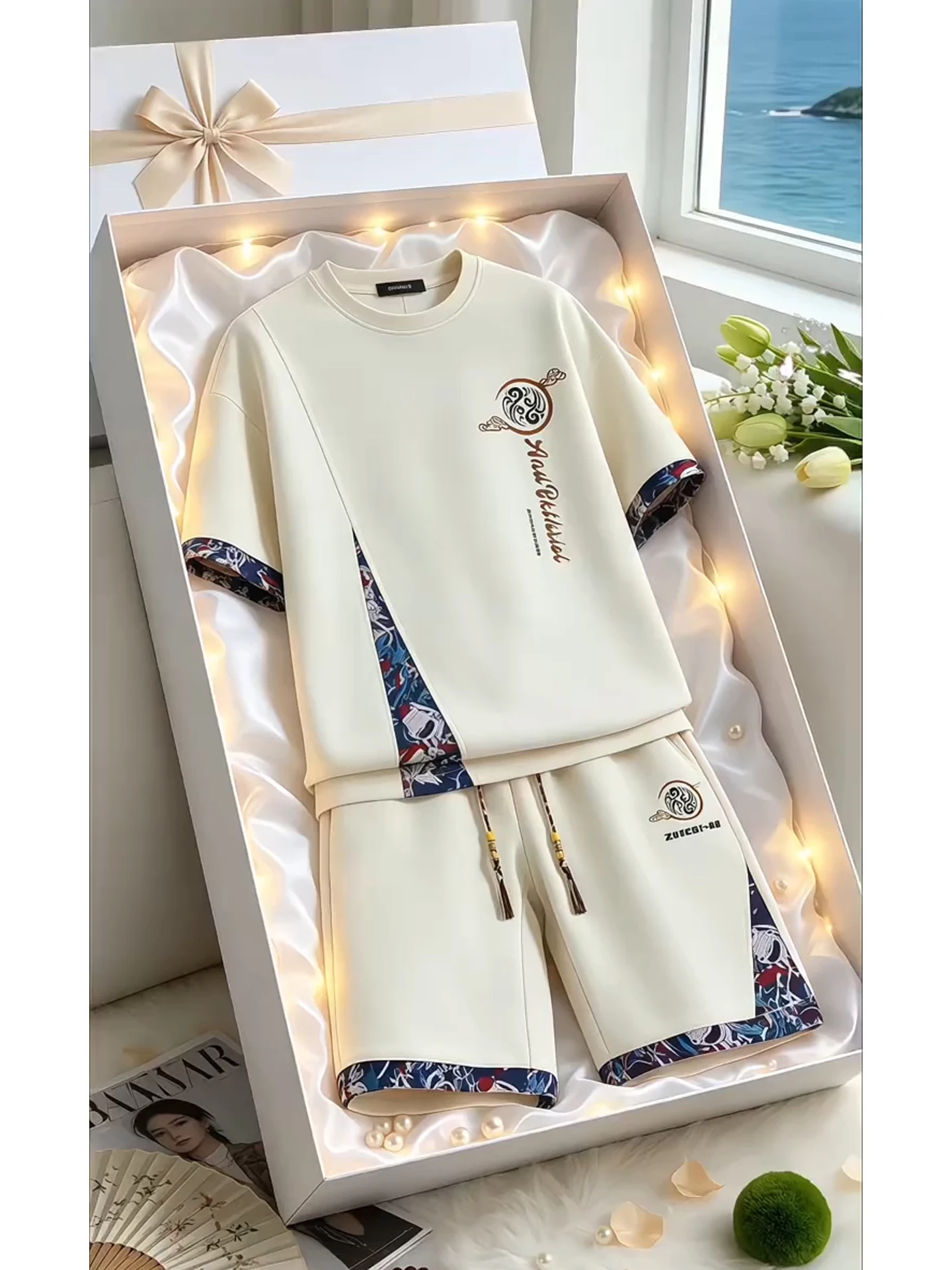 

New Chinese Style Casual Sportswear Set for Men Summer Short Sleeve Shorts Fashionable Two-Piece Suit Youth Leisure Outfit