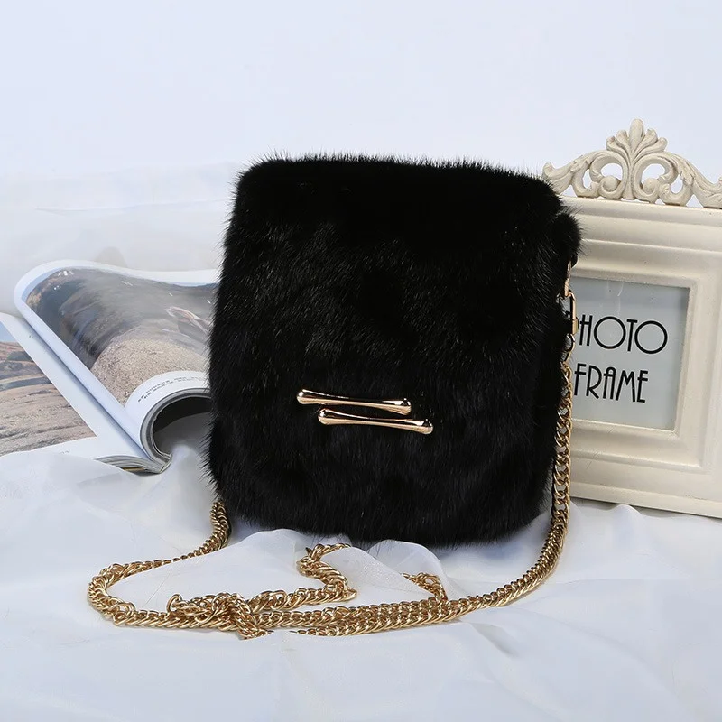 Bolso de cuero de visón auténtico, bandolera para mujer, bolso para teléfono móvil, bolso de hombro para mujer, bolso cruzado para mujer, bolso de mano para mujer