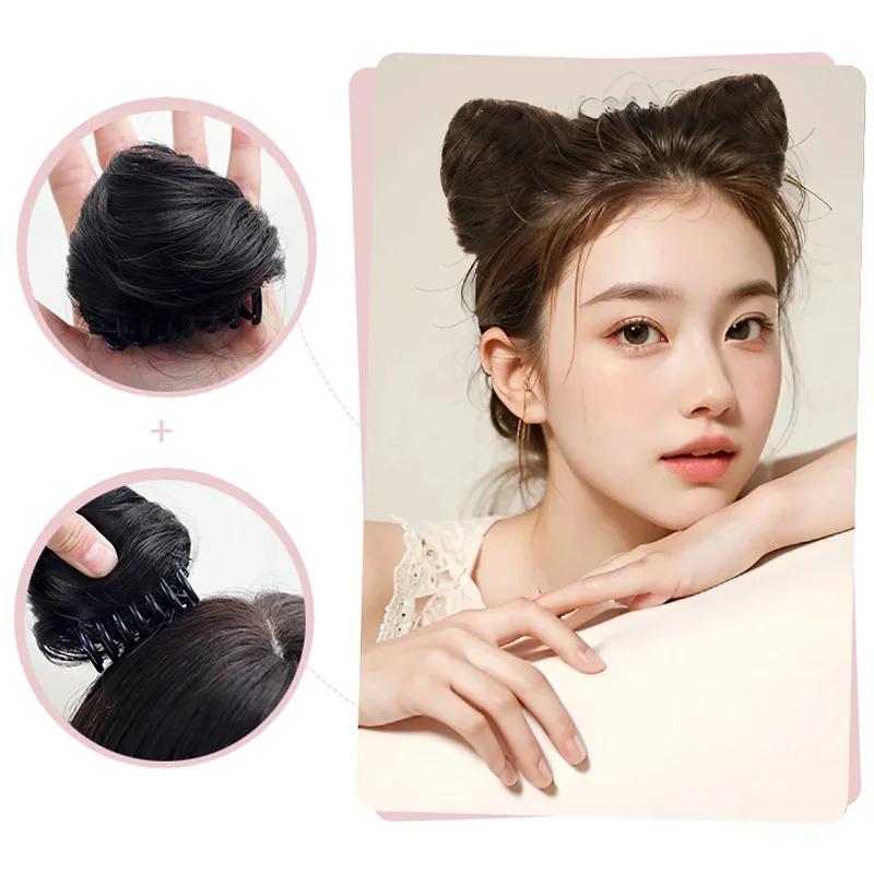 

1Pc Cat Ear - Shaped Bun Hair Claw Clip, Effortless Lazy Style Updo for More Hair Volume, Sweet and Cute Cosplay Hair Accessory