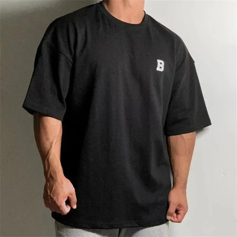 100% Cotton New Summer Mens T Shirt Solid T Shirt Mens Oversized Five Half Short Sleeve Casual Cotton Mens Streetwear Top Tees