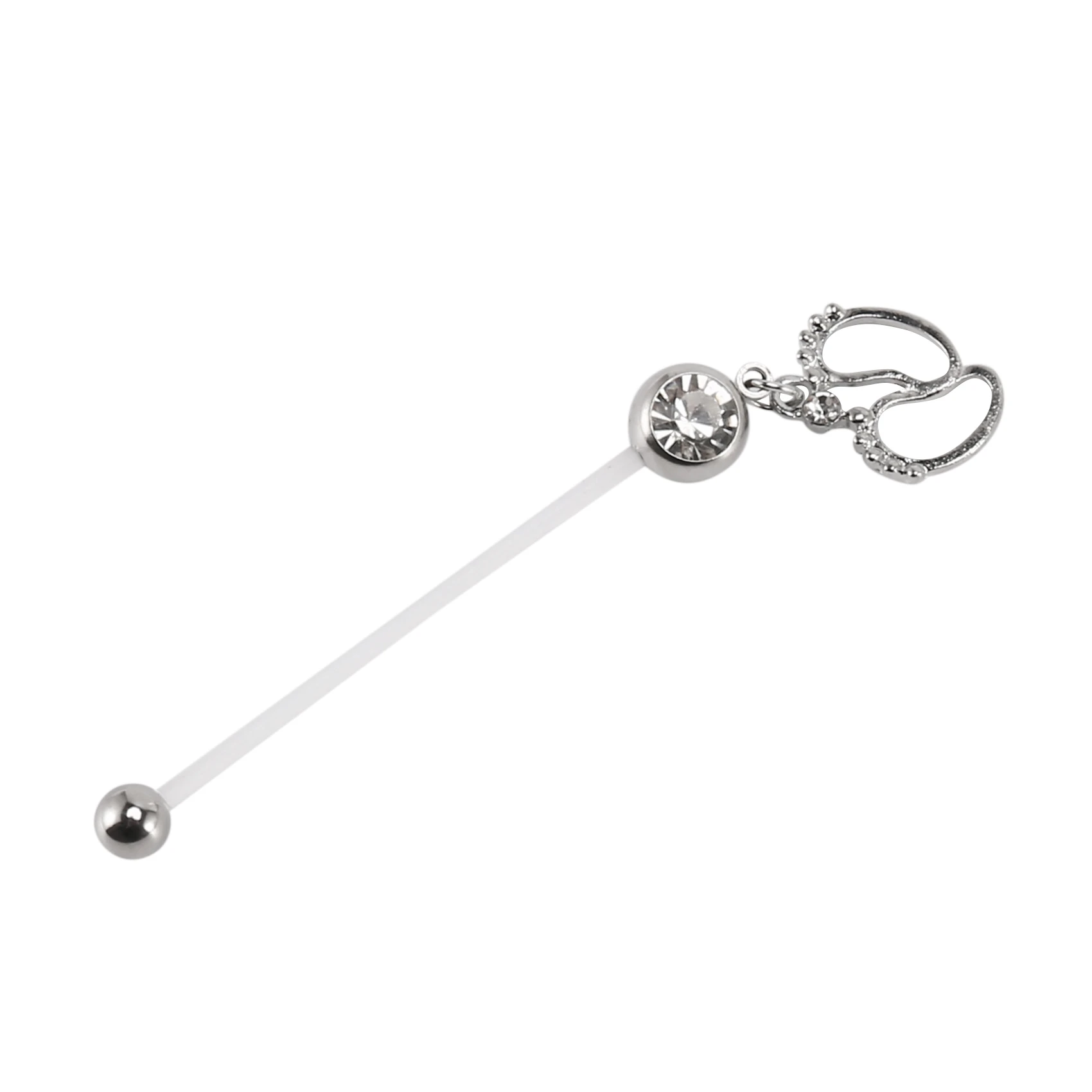 Flexible Pregnancy Maternity Belly Navel Bar Ring Body Piercing Baby Feet White