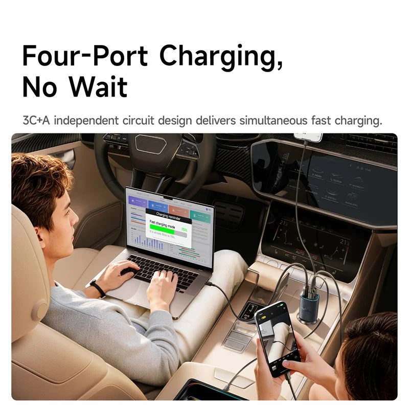 Baseus 160W Magnetic Car Charger with 4 USB Ports