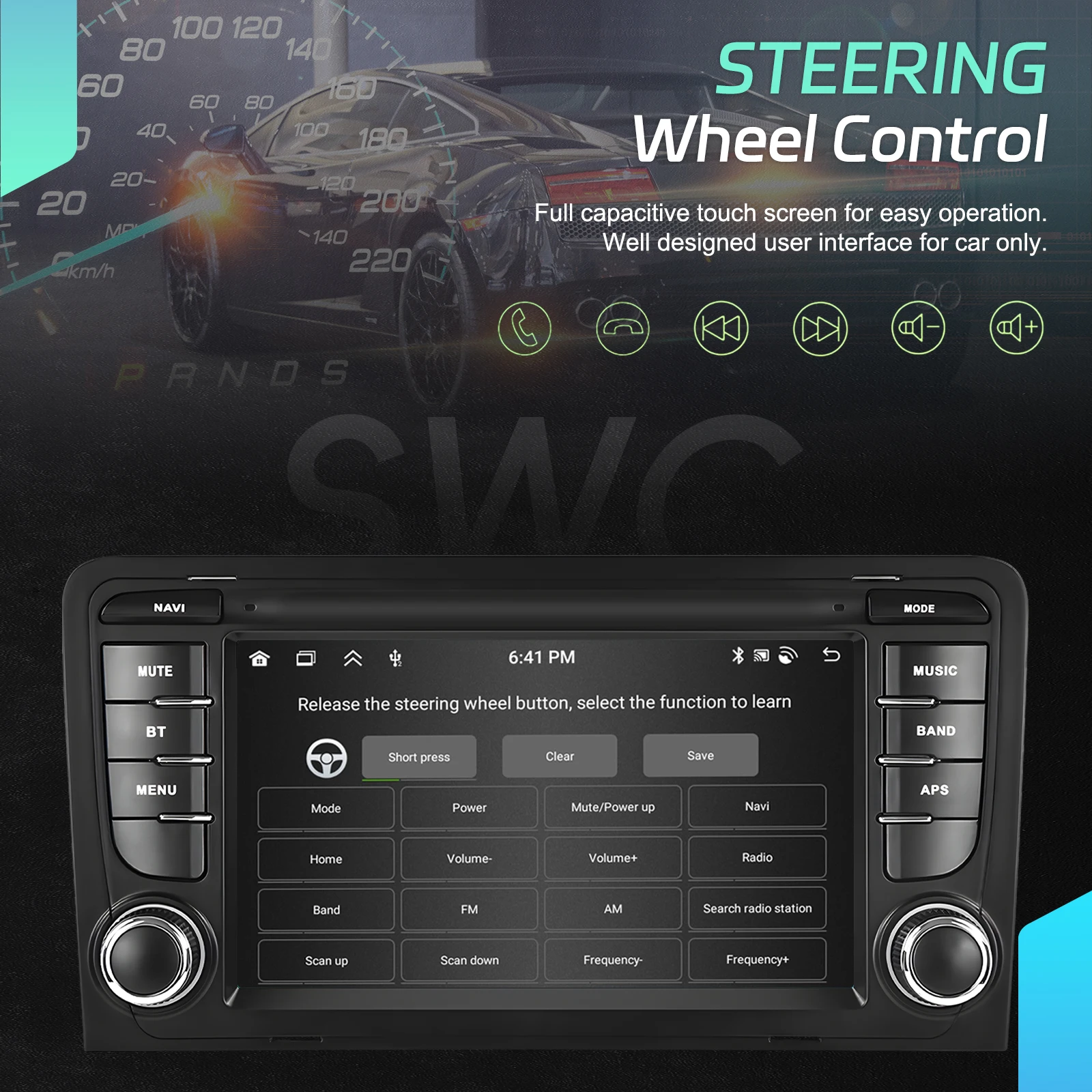Podofo 7 Zoll 2 Din Autoradio Multimedia-Player für Audi A3 8P/A3 8P1 3-Türer Schrägheck/S3 8P/RS3 Sportback 6+128G HD Kapazitiver Touchscreen Kabelloses Carplay Android Auto Mirror Link Auto-Audiosystem WIFI GPS BT FM/RDS Autoradio Stereo – Detail 16
