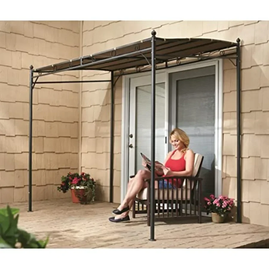 Small Gazebo 5' x 8'  Tent  Shelter Outdoor Sun Shade for Patio Backyard Garden BBQ Grill Tan