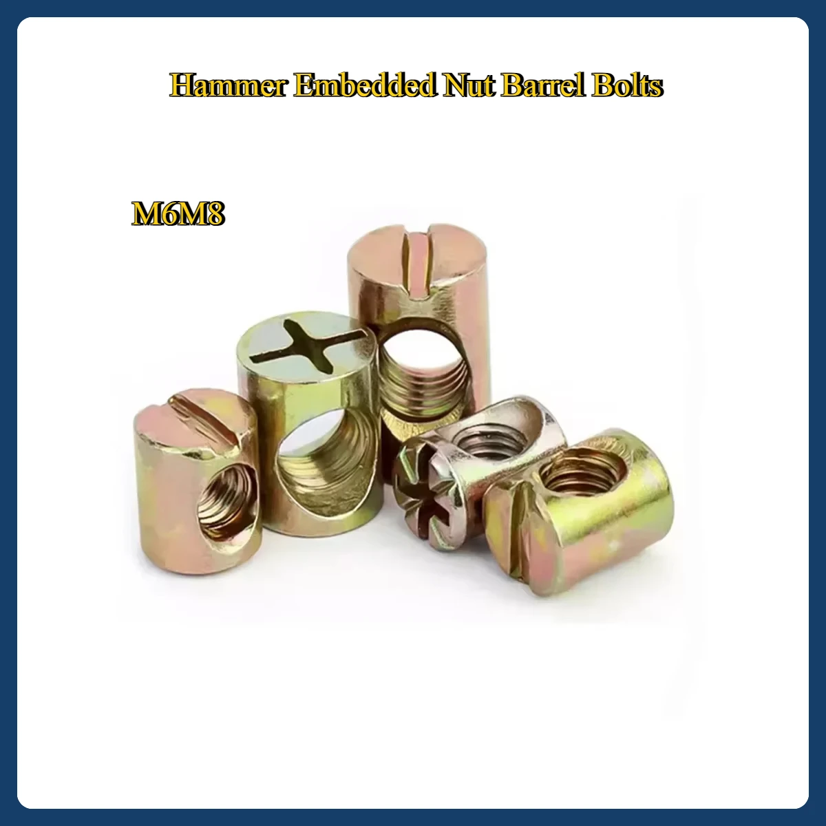 M6 M8 Hammer Embedded Nut Barrel Bolts Color Zinc Steel Horizontal Hole Nut for Furniture Beds Crib Wood Chair