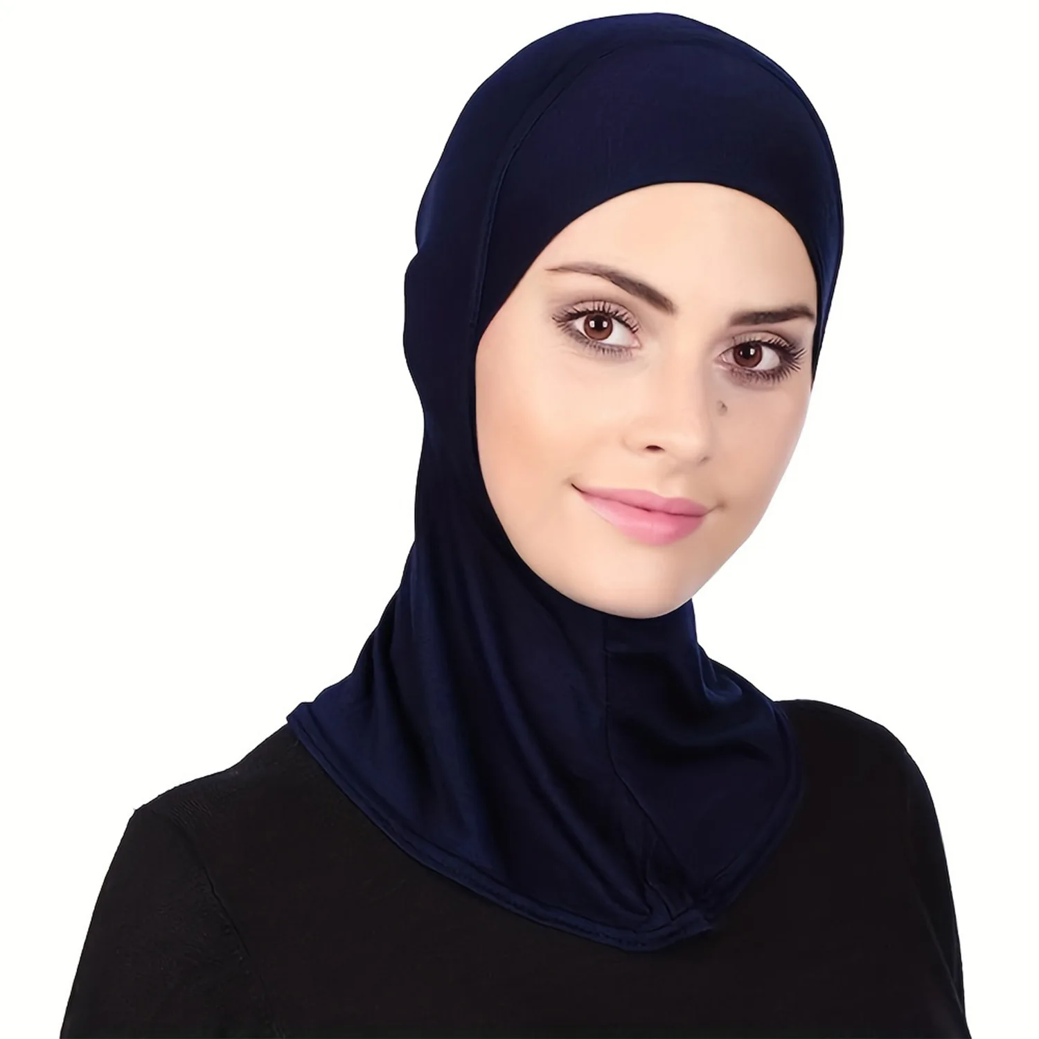 2024 Modal Hijab Cap Adjustable Muslim Stretchy Turban Full Cover Shawl Cap Full Neck Coverage for Lady