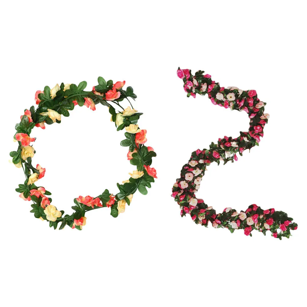 

2Pcs Simulation Rose Vines Artificial Decorative Flower Vines Hanging Wedding Party Home Decoration Festival Simulation Rose