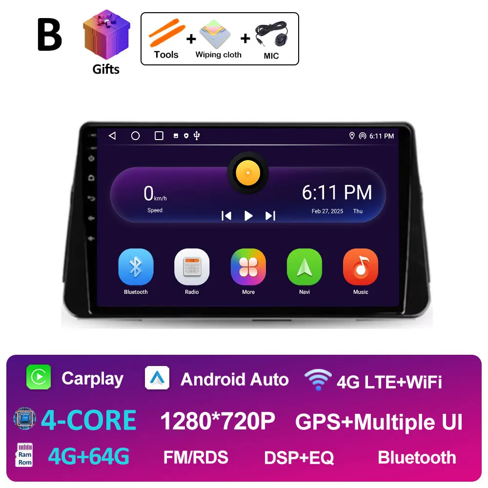 Android 14 Draadloze Carplay Auto voor NISSAN MICRA KICKS 2017 2018 2019 Autoradio Multimedia Videospeler 4G Navigatie GPS BT