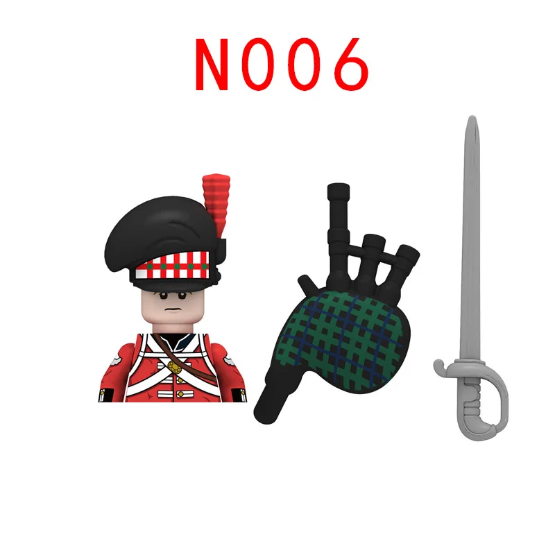 Military Building Blocks Solider Figures Toy Gift Weapon Guns Napoleonic Wars British Army Highland bagpiper Full body Printing