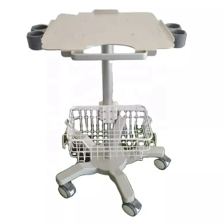 

High quality aluminum ultrasound machine cart with five castors ultrasound trolley for hospital and clinic