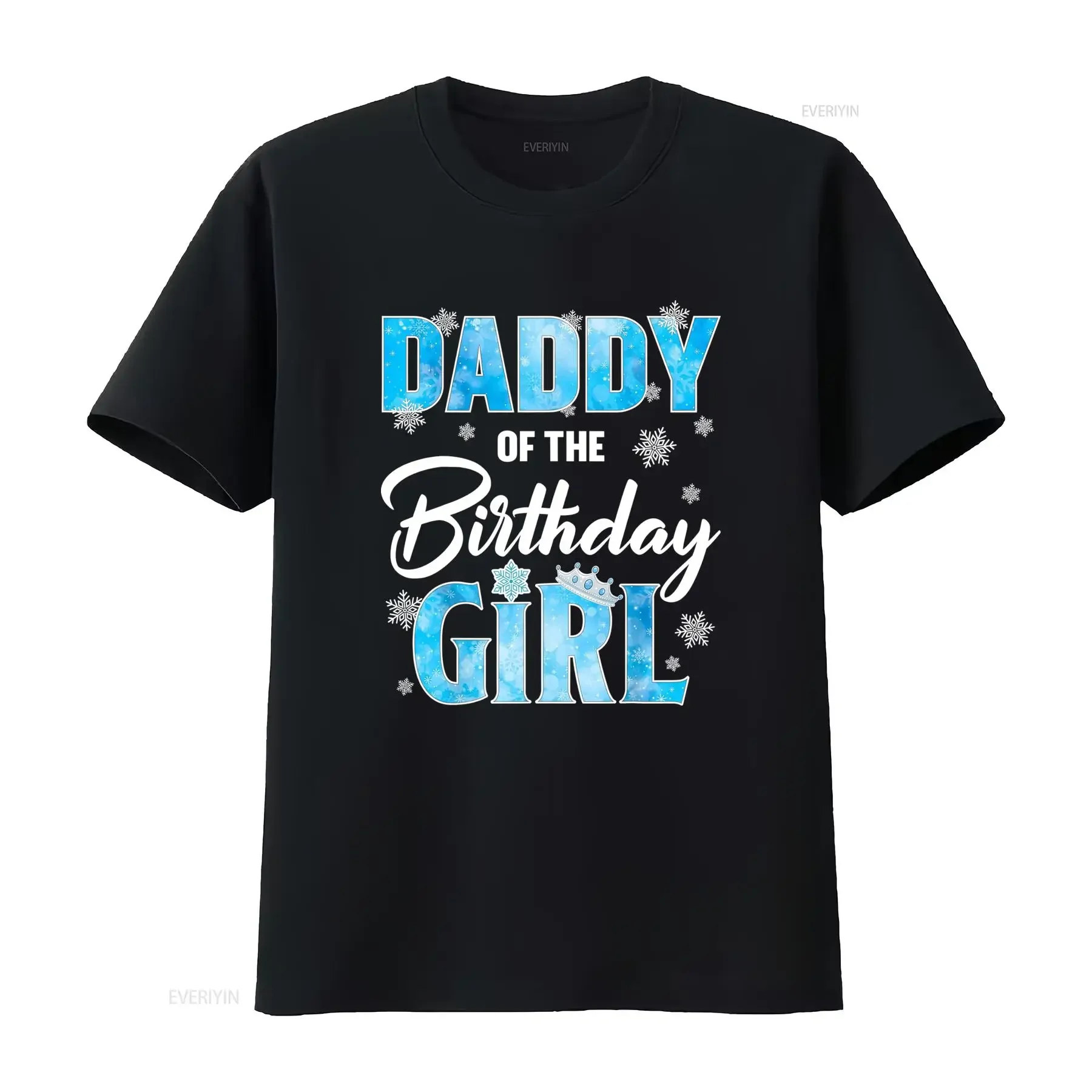 Maglietta Uomo Papà della Festeggiata 220Gsm Pesante Collo Tondo Casual con Scritte a Fiocco di Neve Blu Completo per vintage