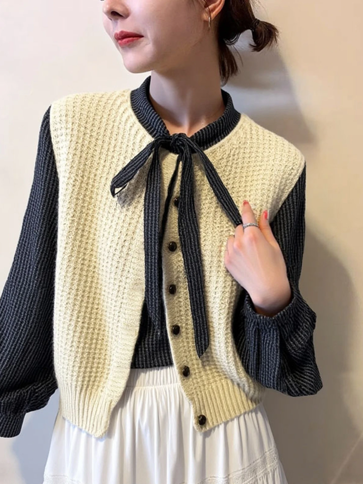 Ceco sin Mangas de Color Puro con un Solo Botón, Cárdigan Abierto Hoado para Combinar, Top de Mujer ular de Cachemira...