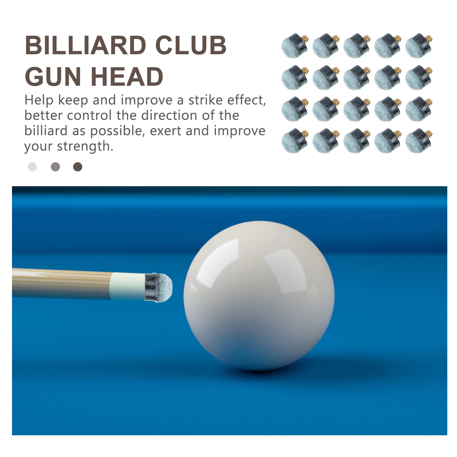 

20 pcs Billiard Tips Stick Accessories Replacement Screw On for Snooker Pool Tip Portable Durable Long Lasting Control