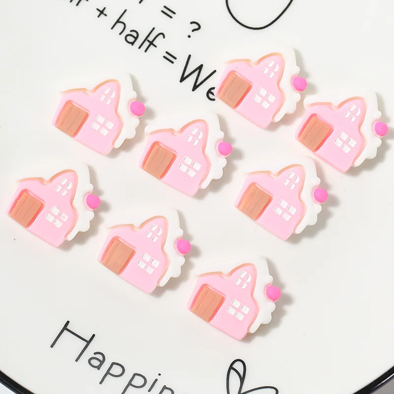 

20Pcs Cute Pink House Resin Flat back Cabochons Scrapbooking DIY Jewelry Craft Decoration Accessories Baby Christmas House Charm