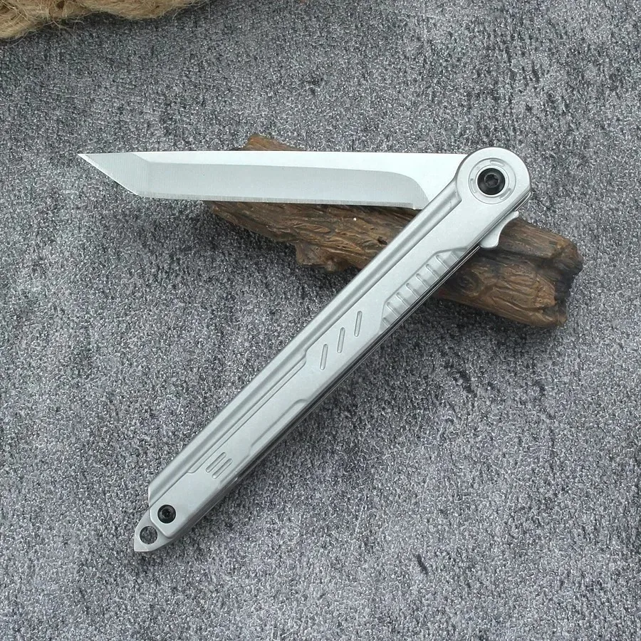 M390 Steel Feather Pattern Folding Knife Outdoor Camping Pocket Knife Portable Fruit Knife High Hardness Folding Knife