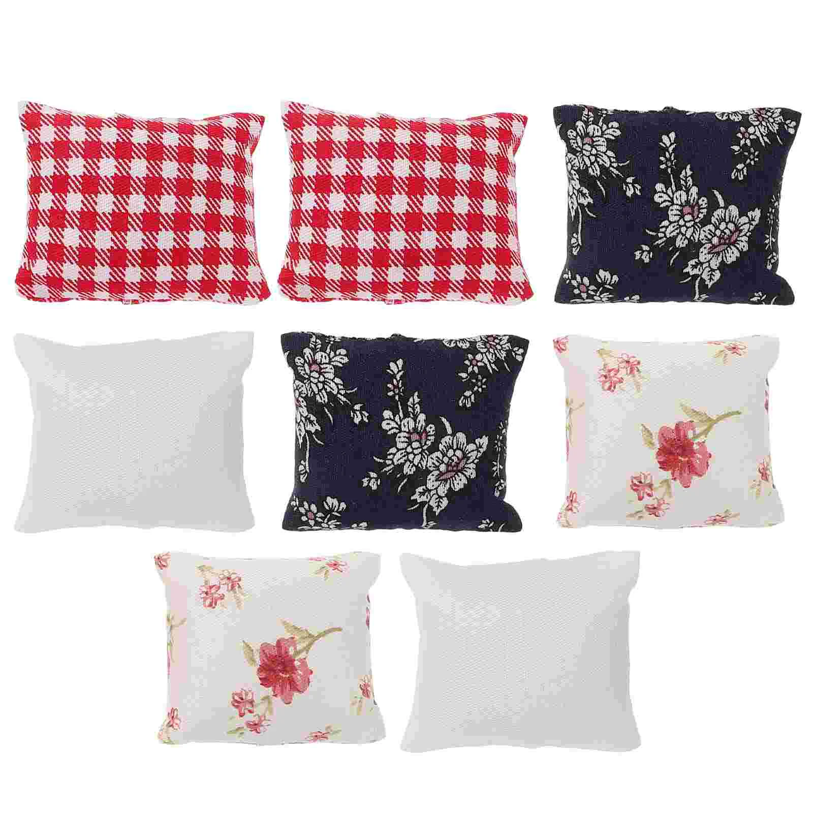 8 Pcs House Model Decoration Tabletop Fake Pillow Wear-resistant Cushion Mini Miniature Pillows Cloth Decorative