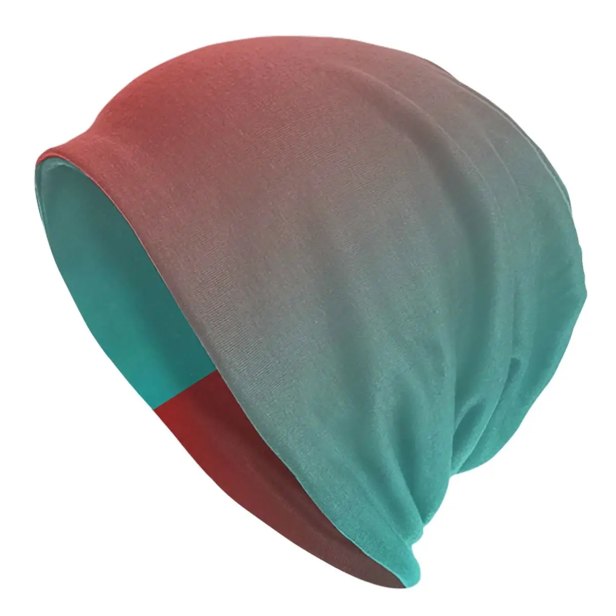 Two Tone Art Beanie Hats Red And Green Funny Caps Men Women Gym Skullies Beanies Autumn Winter Pattern Elastic Beanie Hats