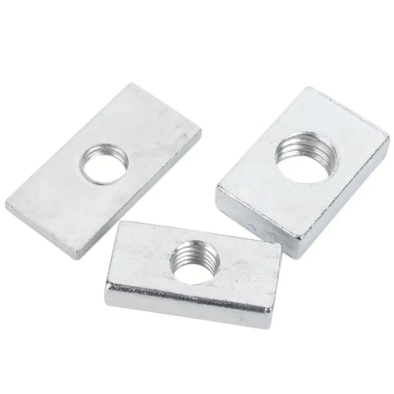 Zinc-Plated Carbon Steel M3 M4 M5 M6 M8 M10 Square Nut Rectangular Nuts Thin Slider Block Nuts