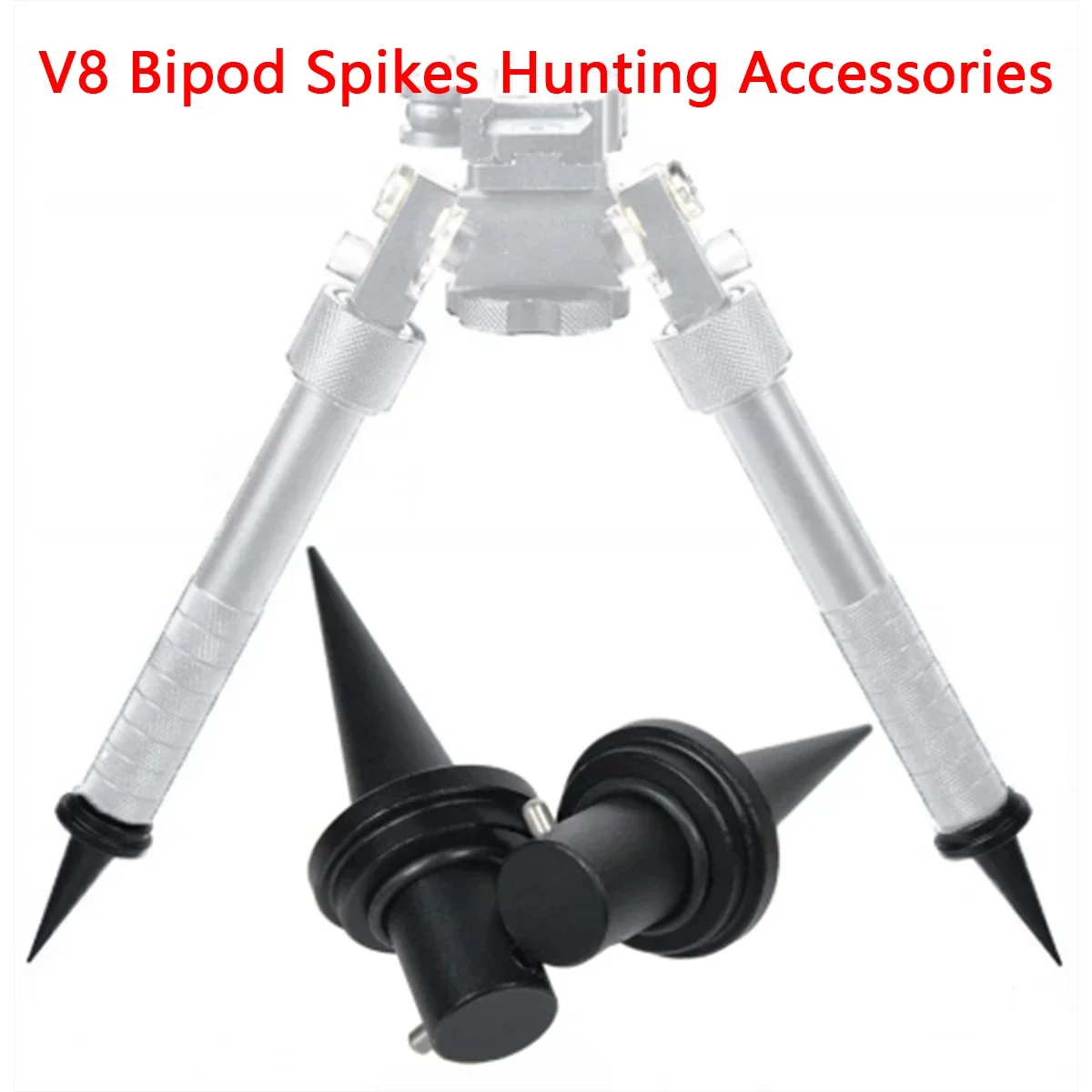 V8 Bipod Spikes Feet Holder Adapter Quick Release Replacement 7-9 In V8 Adjustable Rifle Bipod QD Mount Hunting Accessories