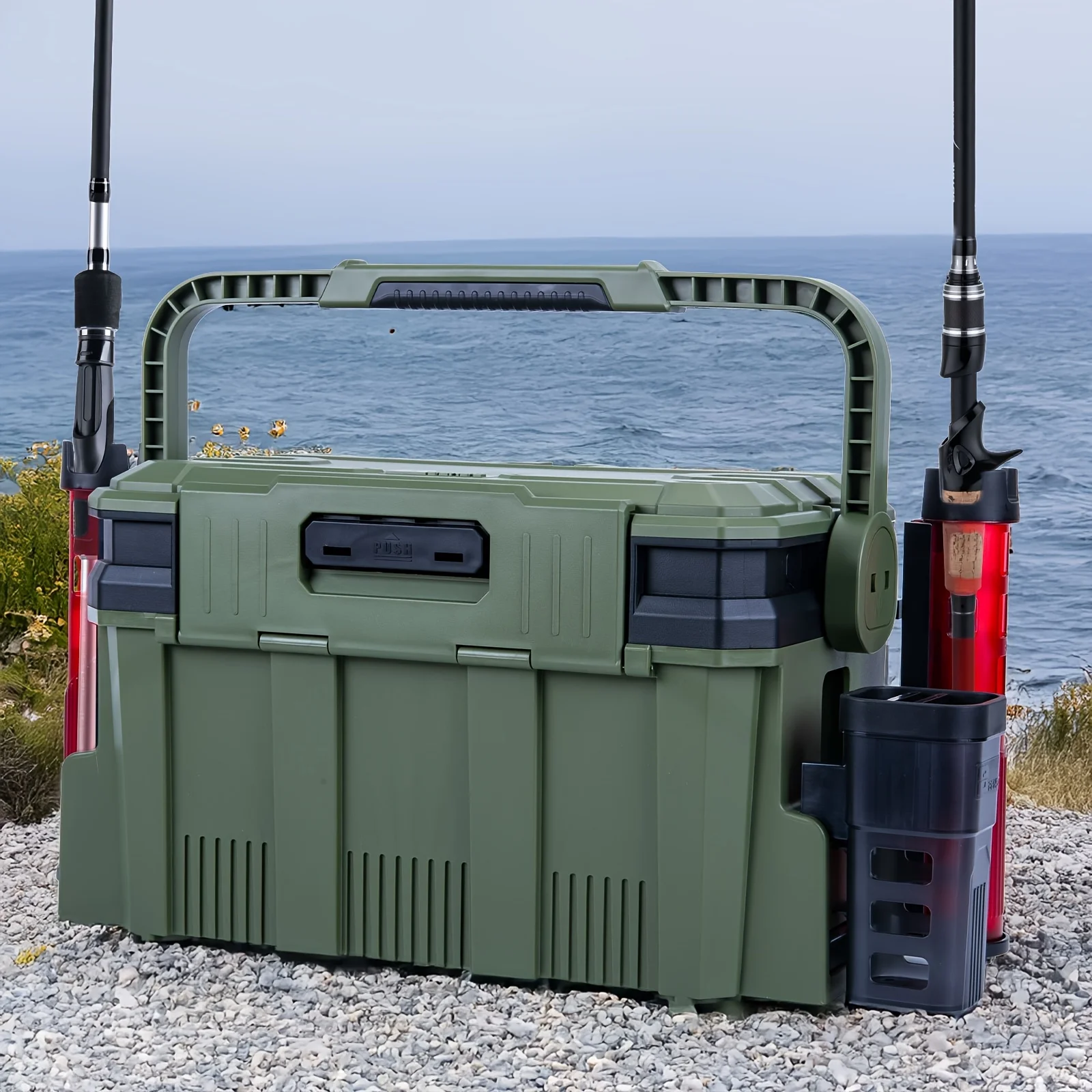 

Goture Big Hard Fishing Tackle Storage Box Multifunction Lure Live Fish Bucket Thickening Storage Box Rod Holder Accessories